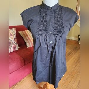 Theory For Barneys NY CoOp Black Button-Up Sleeveless Shirt